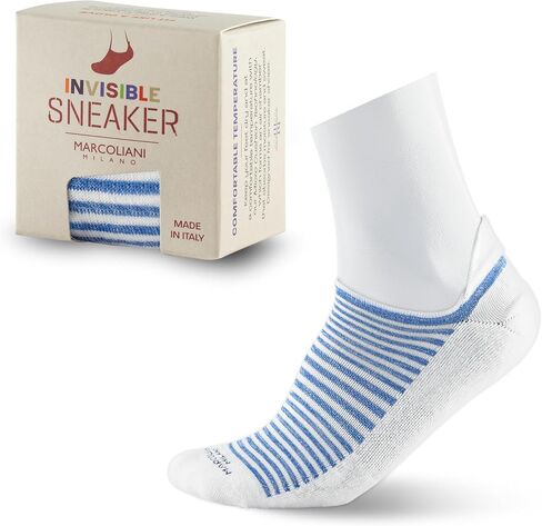 MARCOLIANI Milano Made in Italy - Sneaker Mens No Show Always Stay Up | Microcushion Technology | Cotton Palio stripe in Kuwait