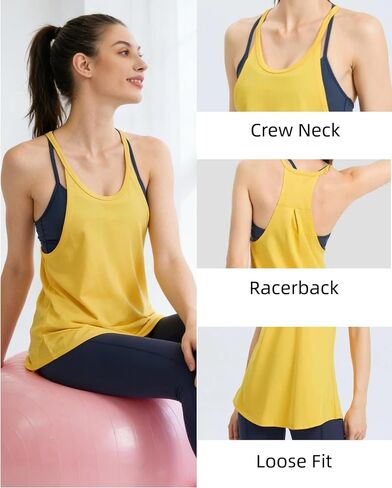 Workout Tops for Women Racerback Tank Tops Loose Fit Spaghetti Strap Camisole Athletic Yoga Gym Running Shirts in Kuwait