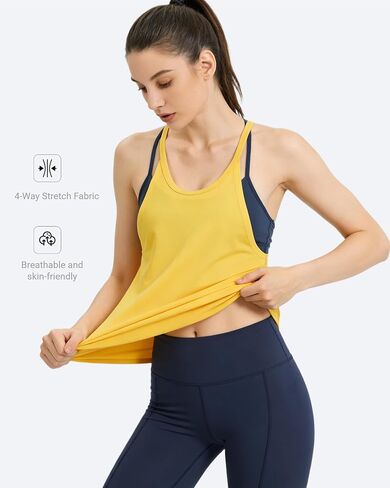 Workout Tops for Women Racerback Tank Tops Loose Fit Spaghetti Strap Camisole Athletic Yoga Gym Running Shirts in Kuwait