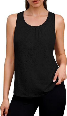 Laughido Women's Workout Tank Tops for Women Sleeveless Racerback Loose Fit Athletic Running Yoga Gym Jacquard Shirts in Saudi Arabia