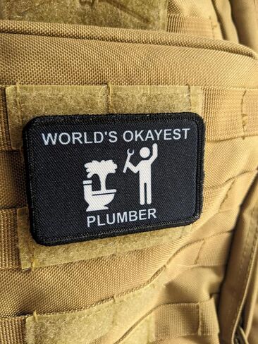 Patches N Plates, 2x3 Inch Morale Patch, Blue, Hook and Loop Backing, World's Okayest Plumber Theme, Blue Collar Welding Design in Kuwait