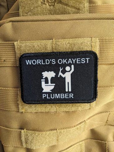 Patches N Plates, 2x3 Inch Morale Patch, Blue, Hook and Loop Backing, World's Okayest Plumber Theme, Blue Collar Welding Design in Kuwait