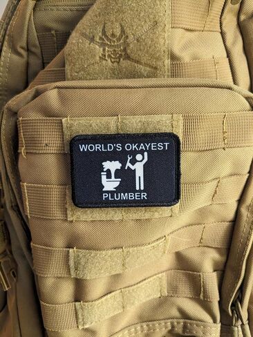 Patches N Plates, 2x3 Inch Morale Patch, Blue, Hook and Loop Backing, World's Okayest Plumber Theme, Blue Collar Welding Design in Kuwait