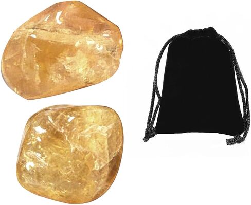 2Pcs Citrine Stone Natural Crystals Genuine Yellow Gemstone Crystal Healing Symbol Wealth Money 0.59''-0.78'' in Kuwait