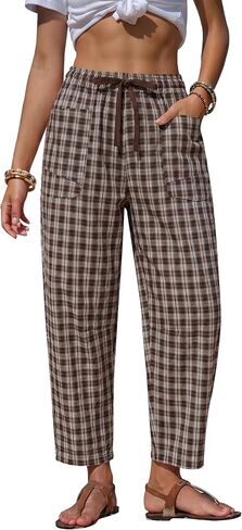 AKEWEI Womens Wide Leg Beach Pants Elastic Waist Lightweight Casual Flowy Palazzo Lounge Trousers with Pockets in Saudi Arabia