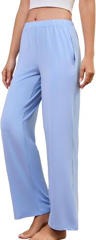 PNAEONG Pajama Pants for Women Soft Pajama Bottoms Loose Fit Sleepwear Elastic Waist Lounge Pants 25-27 inseam in Saudi Arabia