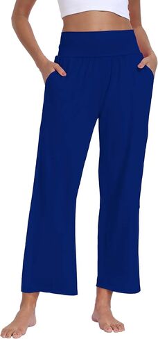 Wide Leg Yoga Pants for Women 2026 Comfy Flowy Palazzo Pants Casual Loose Lounge Pants with Pockets in Kuwait