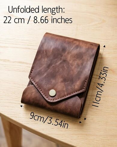Multifunctional Compact Wallet with Snap Closure, Handmade PU Leather Card Holder with Pen Slot, Cash Wallet for Men in Saudi Arabia