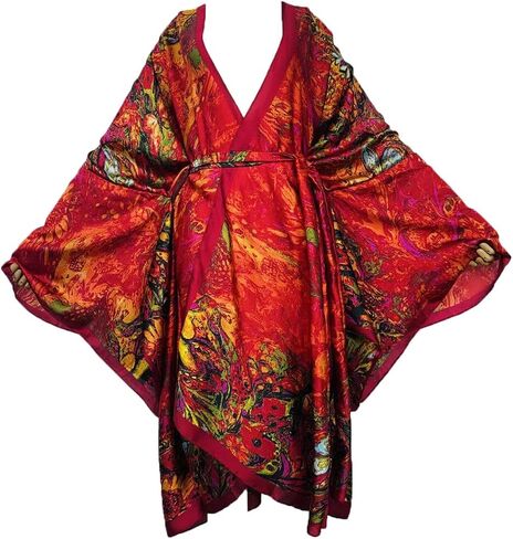Plus Size Summer Cover up Cardigan Fashion Sexy African Holiday Party Long Sleeve Silk Feeling Robe Kimono Kaftan in Kuwait