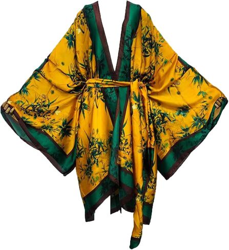 Plus Size Summer Cover up Cardigan Fashion Sexy African Holiday Party Long Sleeve Silk Feeling Robe Kimono Kaftan in Kuwait