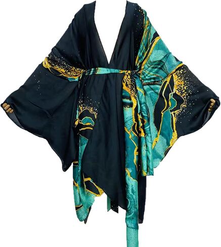 Plus Size Summer Cover up Cardigan Fashion Sexy African Holiday Party Long Sleeve Silk Feeling Robe Kimono Kaftan in Kuwait