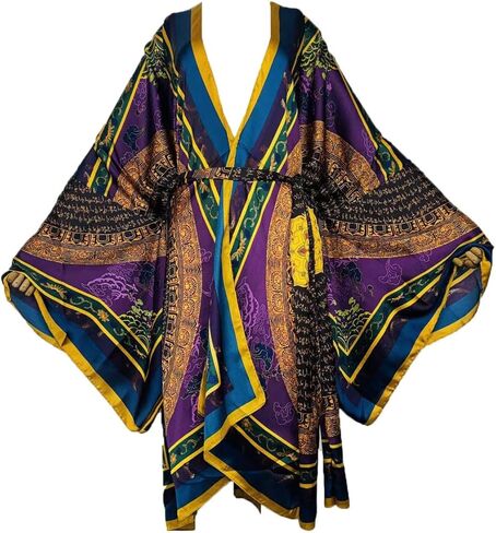 Plus Size Summer Cover up Cardigan Fashion Sexy African Holiday Party Long Sleeve Silk Feeling Robe Kimono Kaftan in Kuwait