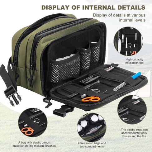 Small Travel Medicine Bag,4 Layers Pill Bottle Medication Organizer Case, 1000d Canvas EDC Tactical First Aid Bag Empty Toiletry Bag Tool Pouch for Men Women (Army Green) （Accessories not Included） in Saudi Arabia