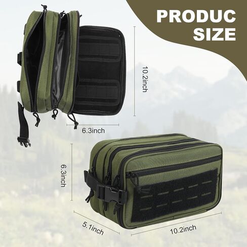 Small Travel Medicine Bag,4 Layers Pill Bottle Medication Organizer Case, 1000d Canvas EDC Tactical First Aid Bag Empty Toiletry Bag Tool Pouch for Men Women (Army Green) （Accessories not Included） in Saudi Arabia