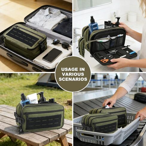 Small Travel Medicine Bag,4 Layers Pill Bottle Medication Organizer Case, 1000d Canvas EDC Tactical First Aid Bag Empty Toiletry Bag Tool Pouch for Men Women (Army Green) （Accessories not Included） in Saudi Arabia