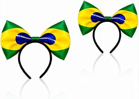 Brazil Flag Bow Headband, Brazilian National Flag Hair Headband, World Cup Soccer Football Headwear, Patriotic Sports Events Party Hair Accessories Decorations for Adults Women Girls in Saudi Arabia