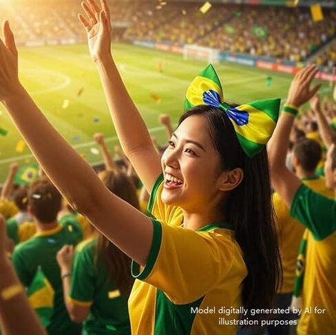 Brazil Flag Bow Headband, Brazilian National Flag Hair Headband, World Cup Soccer Football Headwear, Patriotic Sports Events Party Hair Accessories Decorations for Adults Women Girls in Saudi Arabia
