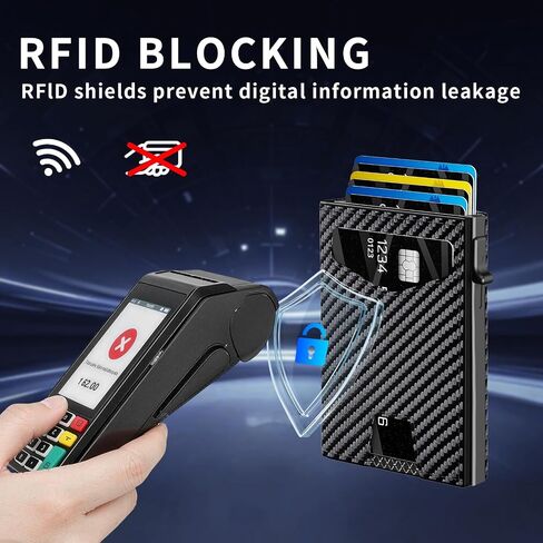 محفظة رجالية مع حجب RFID | تصميم الجيب الأمامي ثلاثي الطي | 12 فتحة للبطاقات، 2 فتحة لبطاقة الهوية وفتحة للنقود | قاذف بطاقة الألومنيوم | إكسسوارات رجالية متينة وخفيفة الوزن (كربون) in Kuwait