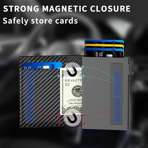 محفظة رجالية مع حجب RFID | تصميم الجيب الأمامي ثلاثي الطي | 12 فتحة للبطاقات، 2 فتحة لبطاقة الهوية وفتحة للنقود | قاذف بطاقة الألومنيوم | إكسسوارات رجالية متينة وخفيفة الوزن (كربون) in Kuwait