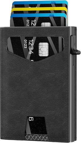 محفظة رجالية مع حجب RFID | تصميم الجيب الأمامي ثلاثي الطي | 12 فتحة للبطاقات، 2 فتحة لبطاقة الهوية وفتحة للنقود | قاذف بطاقة الألومنيوم | إكسسوارات رجالية متينة وخفيفة الوزن (كربون) in Kuwait