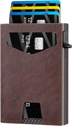 محفظة رجالية مع حجب RFID | تصميم الجيب الأمامي ثلاثي الطي | 12 فتحة للبطاقات، 2 فتحة لبطاقة الهوية وفتحة للنقود | قاذف بطاقة الألومنيوم | إكسسوارات رجالية متينة وخفيفة الوزن (كربون) in Kuwait