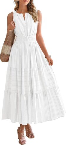 BTFBM Summer Dresses for Women 2026 Sleeveless Boho V Neck A Line Flowy Spring Casual Maxi Dress Beach Vacation Pockets in Kuwait
