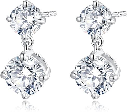 Moissanite Stud Earrings, 3.0CTTW D Color Round Cut Moissanite, 925 Sterling Silver, Perfect for Christmas & Everyday Wear in Saudi Arabia
