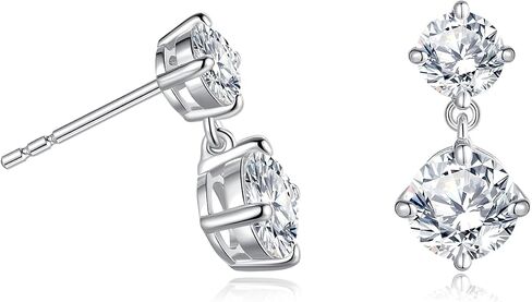 Moissanite Stud Earrings, 3.0CTTW D Color Round Cut Moissanite, 925 Sterling Silver, Perfect for Christmas & Everyday Wear in Saudi Arabia