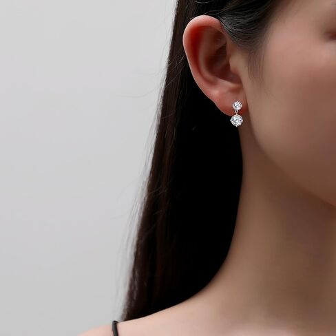 Moissanite Stud Earrings, 3.0CTTW D Color Round Cut Moissanite, 925 Sterling Silver, Perfect for Christmas & Everyday Wear in Saudi Arabia