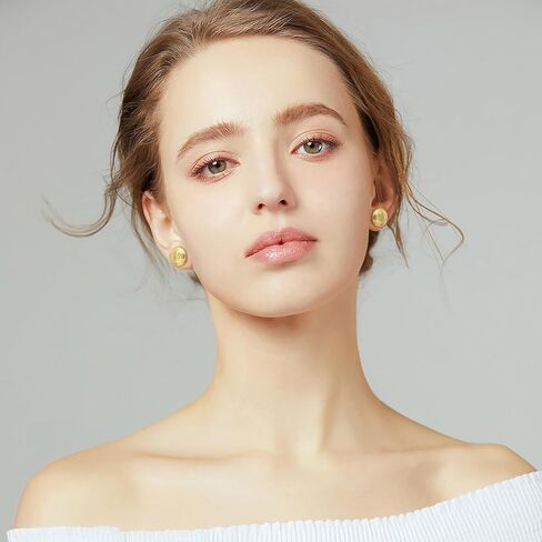 Gold Studs Earrings For Women 14K Gold Stud Earrings for Women Shell-Like Aesthetic Adorable and Comfort-Focused Womens Stud Earring 12mm in Saudi Arabia