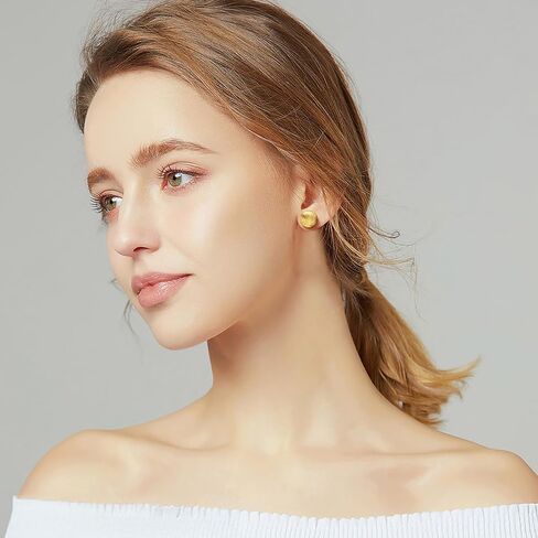 Gold Studs Earrings For Women 14K Gold Stud Earrings for Women Shell-Like Aesthetic Adorable and Comfort-Focused Womens Stud Earring 12mm in Saudi Arabia