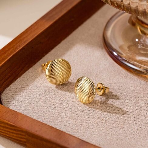 Gold Studs Earrings For Women 14K Gold Stud Earrings for Women Shell-Like Aesthetic Adorable and Comfort-Focused Womens Stud Earring 12mm in Saudi Arabia