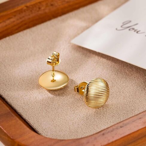Gold Studs Earrings For Women 14K Gold Stud Earrings for Women Shell-Like Aesthetic Adorable and Comfort-Focused Womens Stud Earring 12mm in Saudi Arabia