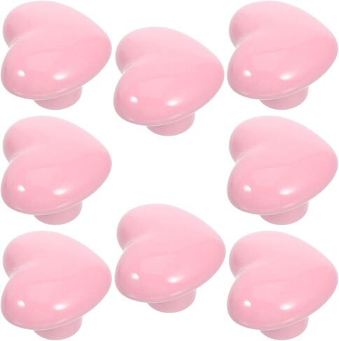 Healeved 8pcs Heart Shaped Ceramic Drawer Knobs for Bedroom Nursery Dresser Pull Handles in Light Pink Cute Cabinet Hardware for Closet Cupboard in Kuwait