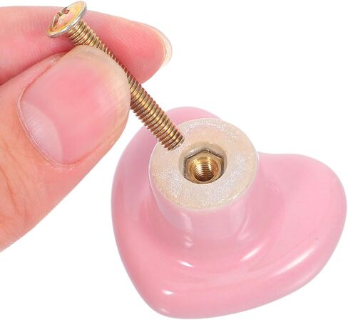 Healeved 8pcs Heart Shaped Ceramic Drawer Knobs for Bedroom Nursery Dresser Pull Handles in Light Pink Cute Cabinet Hardware for Closet Cupboard in Kuwait