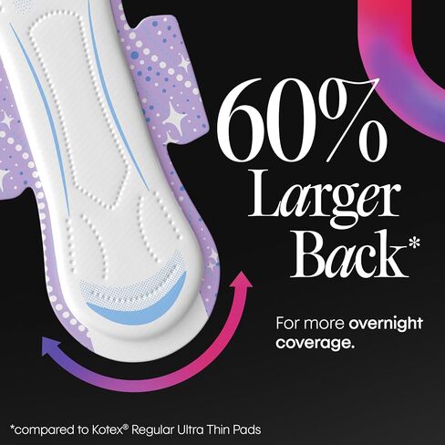 Kotex Overnight Maxi Pads with Wings, 78 Count (3 Packs of 26)(Packaging May Vary) in Saudi Arabia