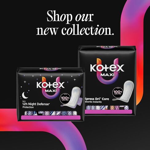 Kotex Overnight Maxi Pads with Wings, 78 Count (3 Packs of 26)(Packaging May Vary) in Saudi Arabia