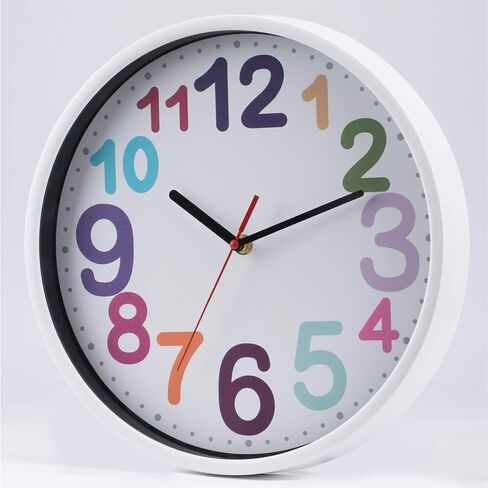 Wall Clock 12 Inch Silent Non Ticking Battery Operated Time Teaching Quartz Home Colorful Read Learn Time Perfect for Teacher's Classrooms and Kid's Bedrooms in Saudi Arabia