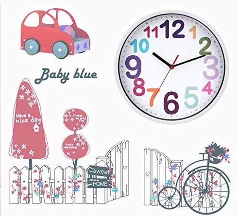 Wall Clock 12 Inch Silent Non Ticking Battery Operated Time Teaching Quartz Home Colorful Read Learn Time Perfect for Teacher's Classrooms and Kid's Bedrooms in Saudi Arabia