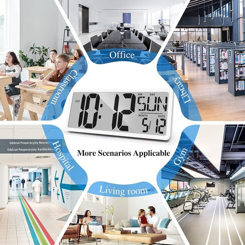 Large Digital Wall Clock 15.1 Inch Alarm Clock for Bedroom Wall Clocks Battery Operated Digital Clock Large Display with Temperature Desk Clocks for Office Living Room Decor in Saudi Arabia