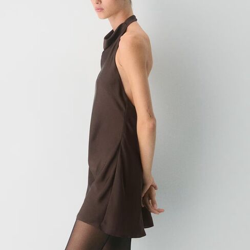 Womens Satin Halter Neck Mini Dress Sleeveless Sexy Cocktail Party Open Back Dress Summer Beach Formal Club Outfits in Kuwait