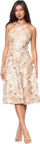 Betsy & Adam Women's Soutache Lace Halter Sleeveless Knee Length Dress in Kuwait