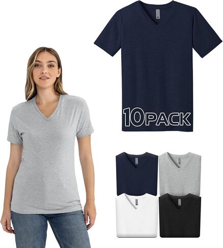 Next Level 3200 Men's V-Neck T-Shirts Multipack, Unisex Premium Fitted Cotton Bulk Shirt– Custom Color Set Remera para Hombre in Kuwait