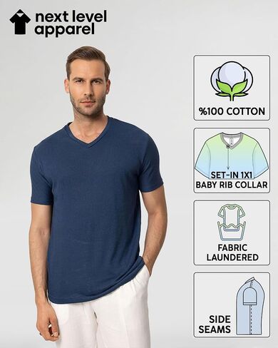 Next Level 3200 Men's V-Neck T-Shirts Multipack, Unisex Premium Fitted Cotton Bulk Shirt– Custom Color Set Remera para Hombre in Kuwait