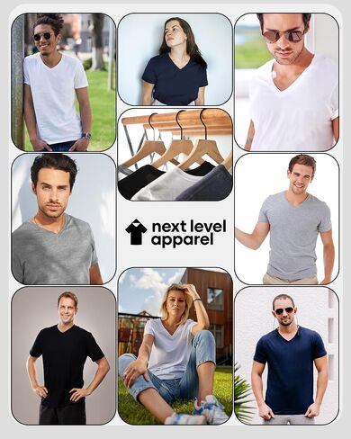 Next Level 3200 Men's V-Neck T-Shirts Multipack, Unisex Premium Fitted Cotton Bulk Shirt– Custom Color Set Remera para Hombre in Kuwait