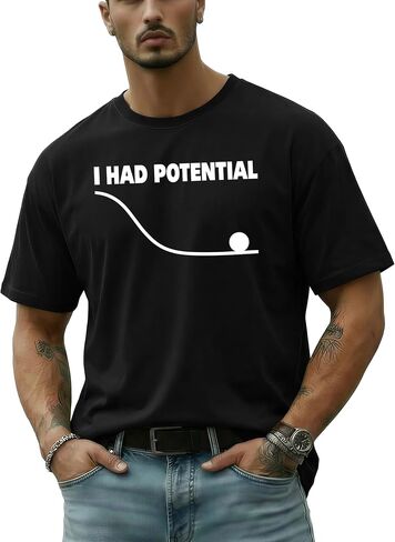 Men's Funny Shirts I Had Potential Regular Fit Casual Sarcastic Crewneck Short Sleeve Graphic Tees Summer Tops in Saudi Arabia