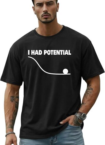 Men's Funny Shirts I Had Potential Regular Fit Casual Sarcastic Crewneck Short Sleeve Graphic Tees Summer Tops in Kuwait