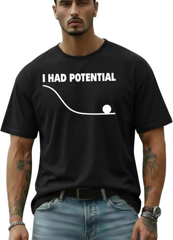 Men's Funny Shirts I Had Potential Regular Fit Casual Sarcastic Crewneck Short Sleeve Graphic Tees Summer Tops in Kuwait