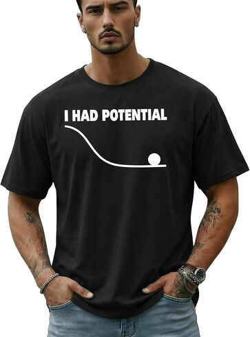 Men's Funny Shirts I Had Potential Regular Fit Casual Sarcastic Crewneck Short Sleeve Graphic Tees Summer Tops in Kuwait