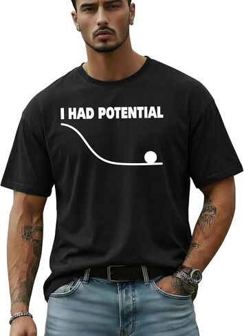 Men's Funny Shirts I Had Potential Regular Fit Casual Sarcastic Crewneck Short Sleeve Graphic Tees Summer Tops in Kuwait